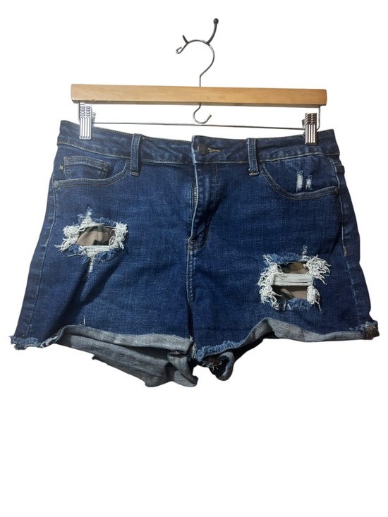 Judy Blue Pants - Judy Blue | Distressed Dark Blue Denim Women’s Shorts camo large